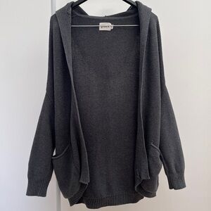 Pact organic cotton cardigan with hood XS/S grey open front knit sweater pockets